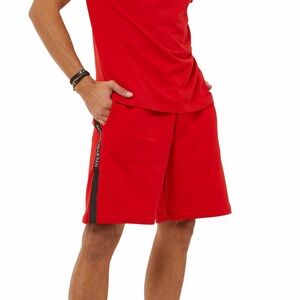 Alexander McQueen Red Men’s Logo-Trim Shorts